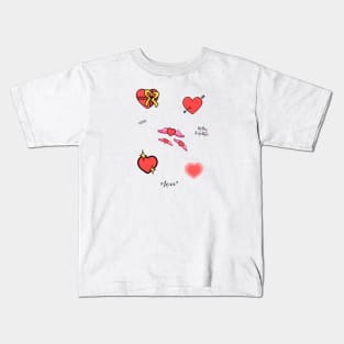 Valentines Day Hearts And Quotes Pack Pattern Kids T-Shirt